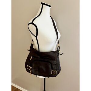 Stone Mountain dark brown leather shoulder/crossbody bag